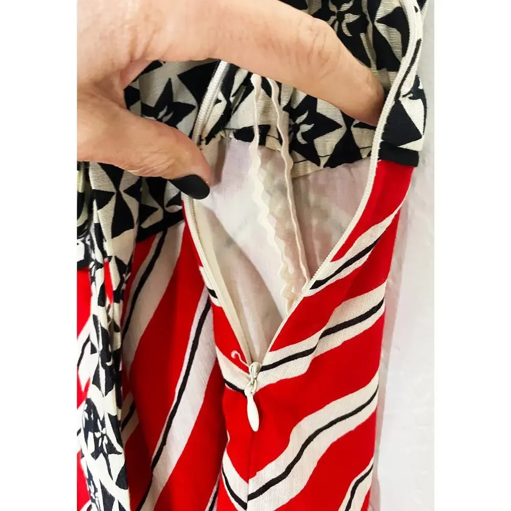 We Love Vera x Anthropologie‎ Women's Stars & Stripes Skirt Red Beige Black